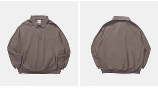 [Monterest] Relaxed Fit Polo Collar Knit Sweatshirt