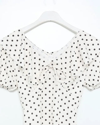 Polka Dot Puff Sleeve Long Dress