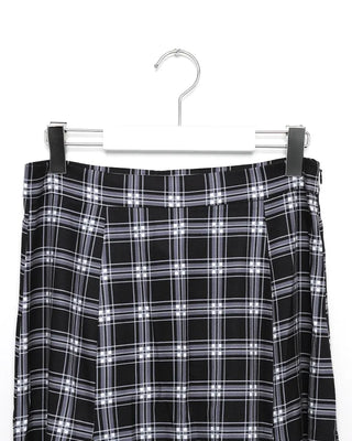 Slit check long skirt