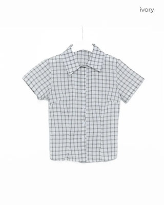 Slim-fit check short-sleeved shirt