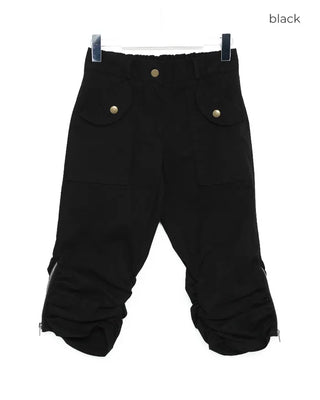 Waist bag elastic gathered side zip capri pants