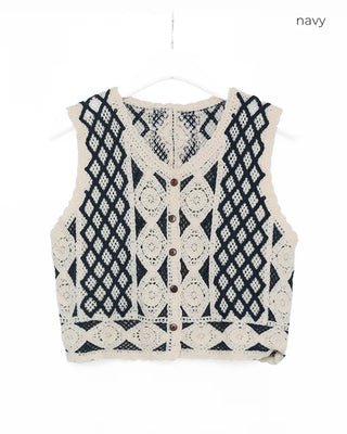 Diamond Pattern Crochet Knit Vest