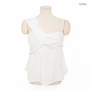 Asymmetrical Ribbon Design Sleeveless Dress