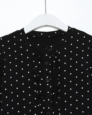 Polka Dot Bust Frill Point Cardigan