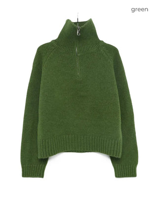 Crop Half Knit Zip