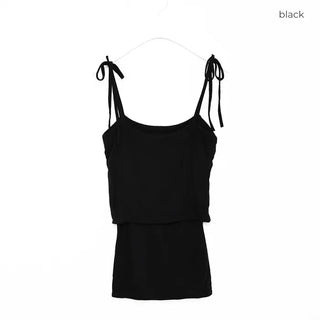 Ribbon open shoulder T-shirt