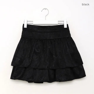 Flared shirred mini skirt