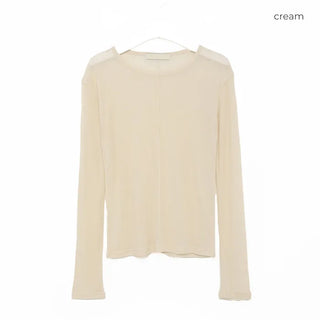 See-through slim long-sleeved T-shirt
