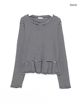 Waist frill striped T-shirt