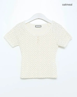 Mini Flower Lace Point Half T-Shirt
