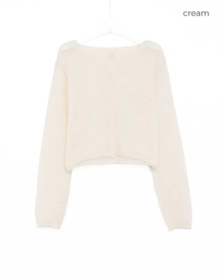 Simple round neck cropped cardigan