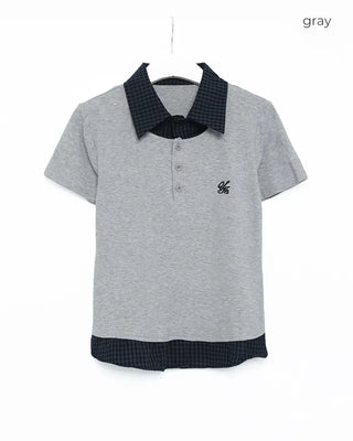 Checkered Shirt Layered PK T-Shirt