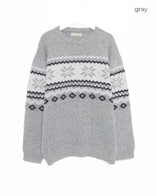 (Unisex) Snowflake Round Neck Knit