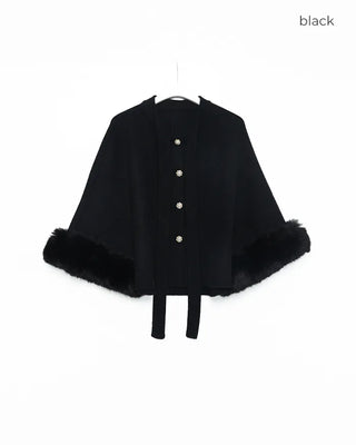 Tie cape fur jacket