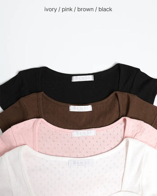 Punching Shirring Short-Sleeve T-Shirt