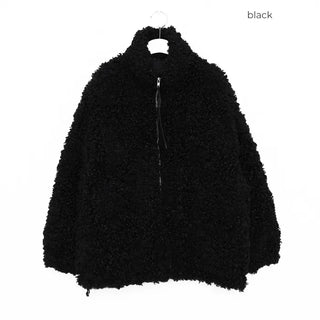 High-neck boa zip-up jacket