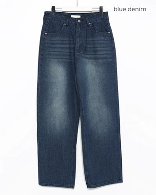 (Unisex) Whisker Wash Rib Denim Pants