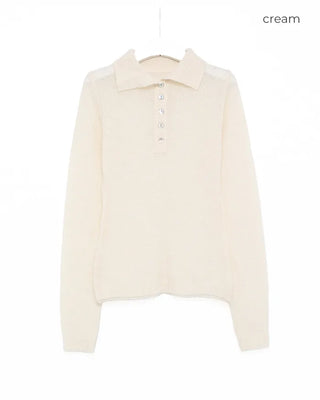 Simple half-open collar knit