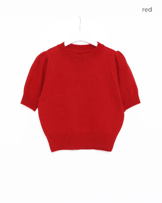 Puff Basic Round Neck Short Sleeve Knit