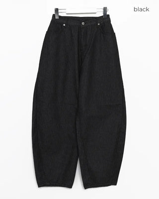 Cross-stitch flap pocket striped cotton pants