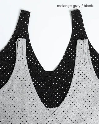 Surplice neck pindot tank top