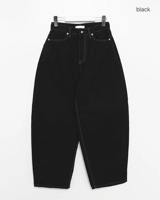 Button-back cinch flap balloon cotton pants