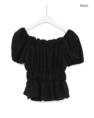 Feminine gathered off-shoulder blouse