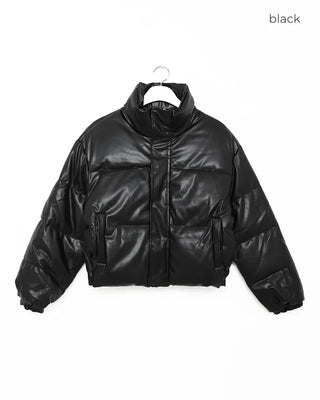 (Unisex) Cropped Eco-Leather Padded Jumper