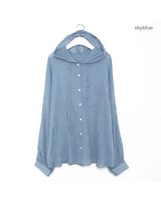 Checked hooded shirt