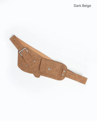 Suede belt with pockets