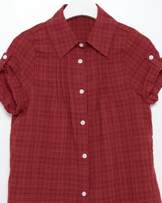 Check Ripple Pintuck Roll-Up Shirt