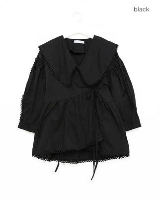 Big collar flared blouse