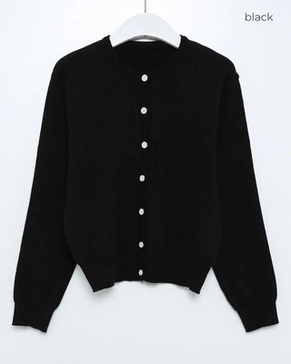 Round neck knit cardigan