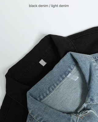 Stitched cropped denim jacket