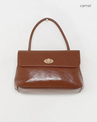 One-button leather handbag