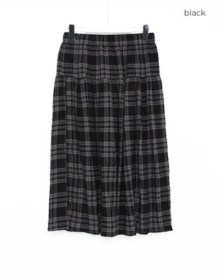 Check pattern cotton long skirt