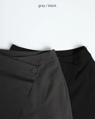 One-button side-wrap point slacks