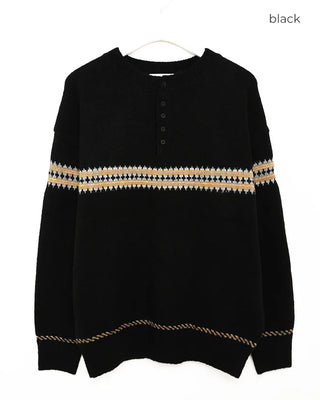Henley neck Nordic sweater