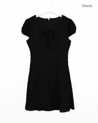 Ribbon puff mini dress