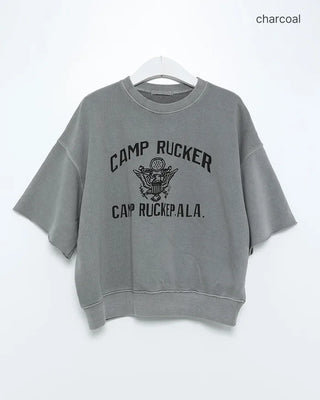 Cut-off hem sweat half-length T-shirt