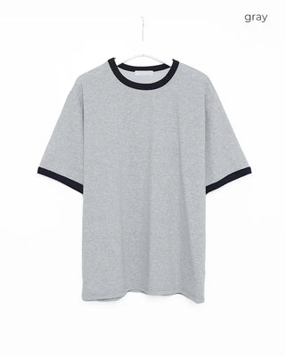 Retro-colored ringer neck T-shirt