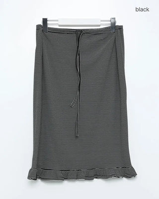 Frilled hem border midi skirt