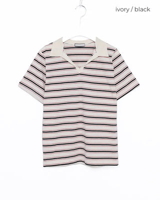 Color border half-sleeve T-shirt