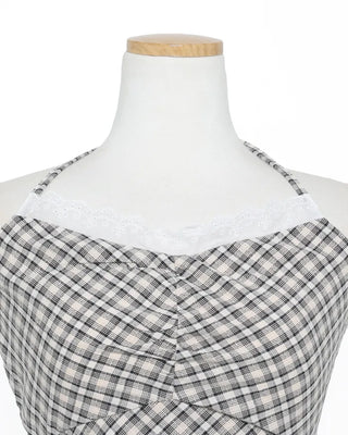 Checked halter camisole