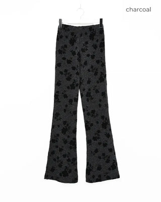 Flower Pattern Slim Fit Knit Bootcut Pants