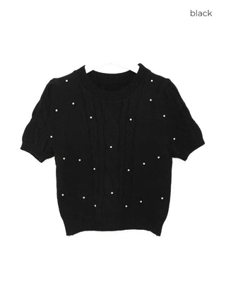 Pearl Cable Knit Short Sleeve Knit