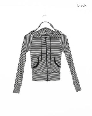 Striped Slim Hooded Parka