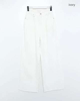 Wide-leg pleated cotton pants