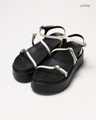 Platform sandals with belts