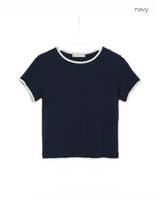 Two-tone ringer neck T-shirt